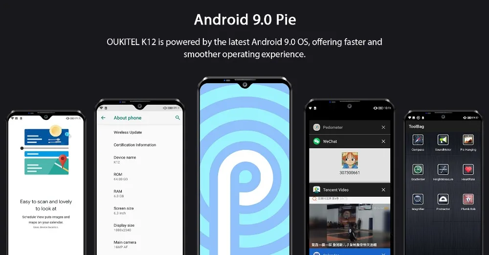 Глобальная версия Oukitel K12 Android 9,0 Восьмиядерный мобильный телефон 6,3 '16 МП камера 1000 мАч аккумулятор 6 ГБ ОЗУ 64 Гб ПЗУ 4G смартфон