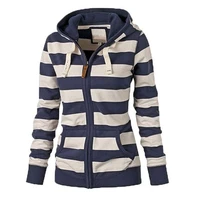 female coat autumn winter wear zipper fashion striped hoodies fleece jacket fall sweatshirts coat warm jacket casaco feminino