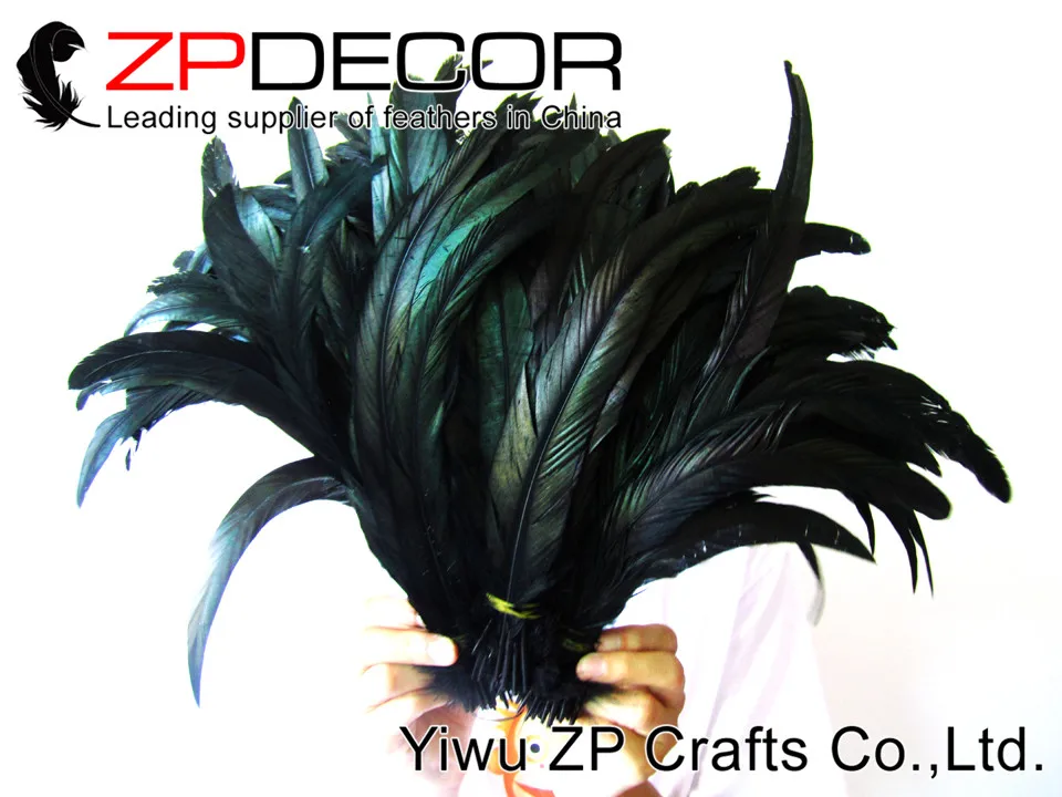ZPDECOR перья 100 шт./лот 35-40 см(14-16 дюймов) Гарантия качества часть окрашенная черная половина бронза с перьями из хвоста петуха