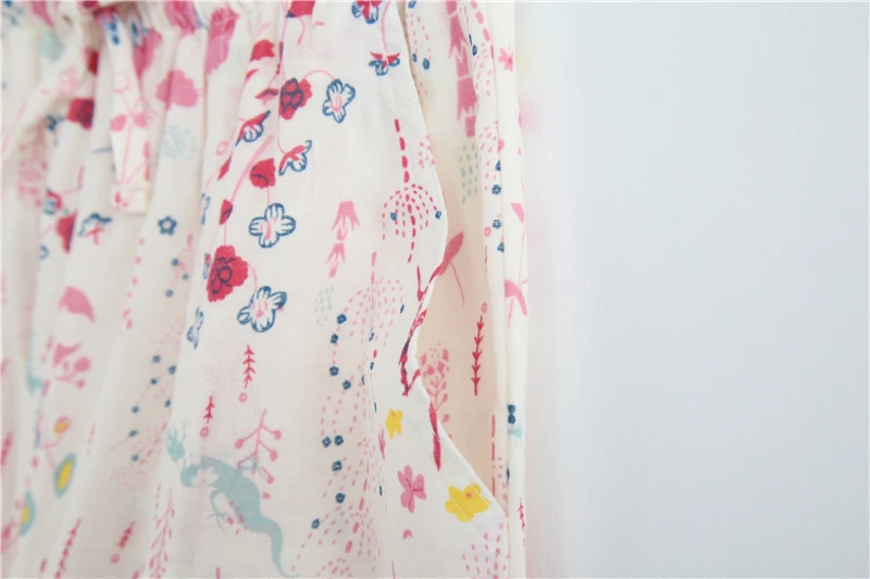 Женские штаны с цветочным принтом хлопковые Пижамные на завязках Q293 для весны и