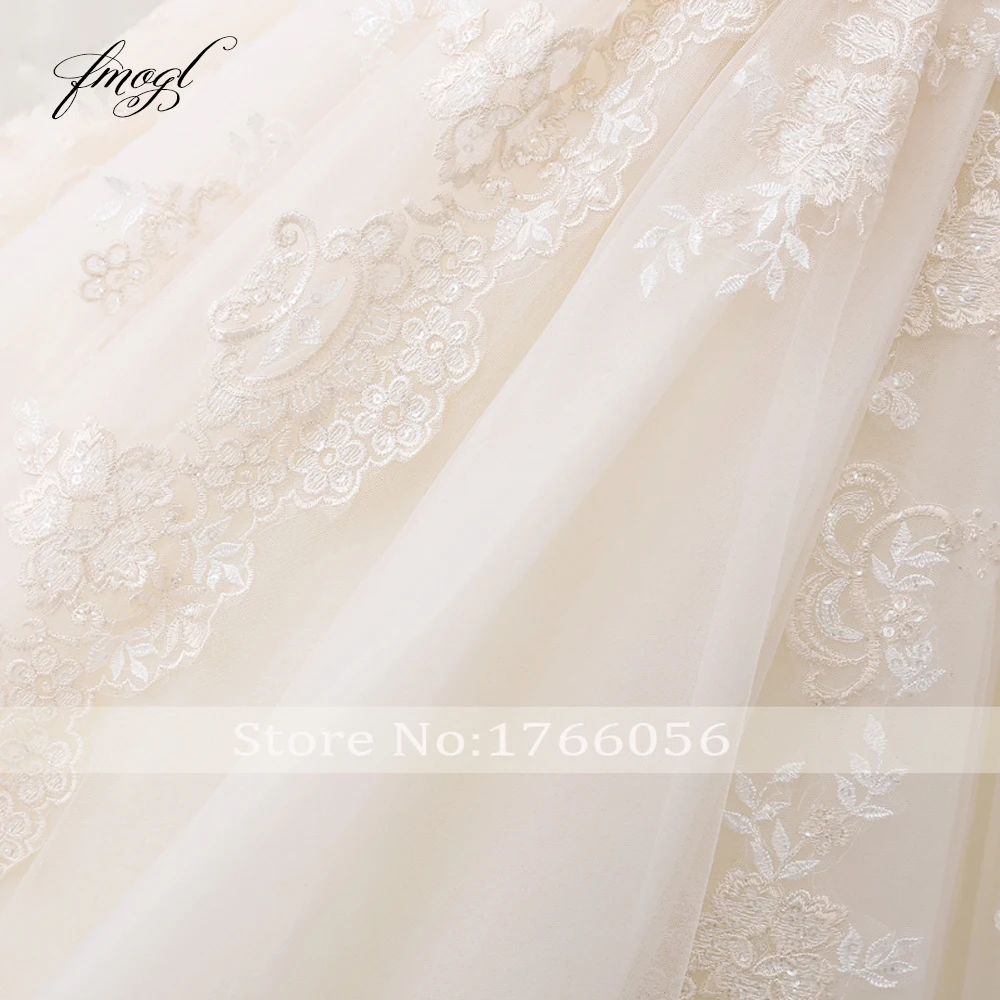 Fmogl Vestido De Noiva сексуальные трапециевидные Свадебные платья с открытой спиной Аппликации Кружева Королевский поезд тюлевые платья невесты размера плюс