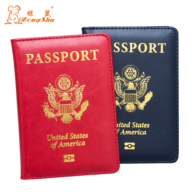 USA double-headed eagle red fashion International standard size passport cover waterproof solid pu leather holder | Багаж и сумки