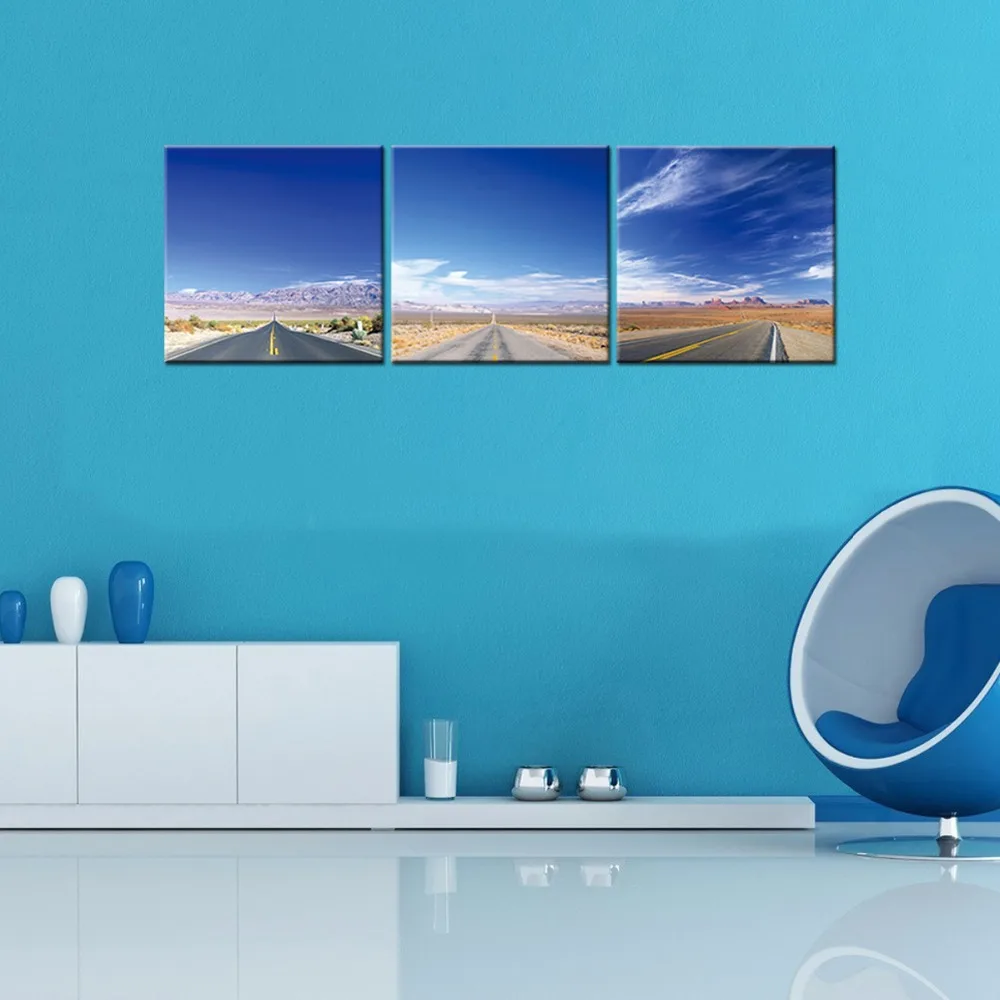 Картина с изображением шоссе под голубым небом печать на холсте настенная