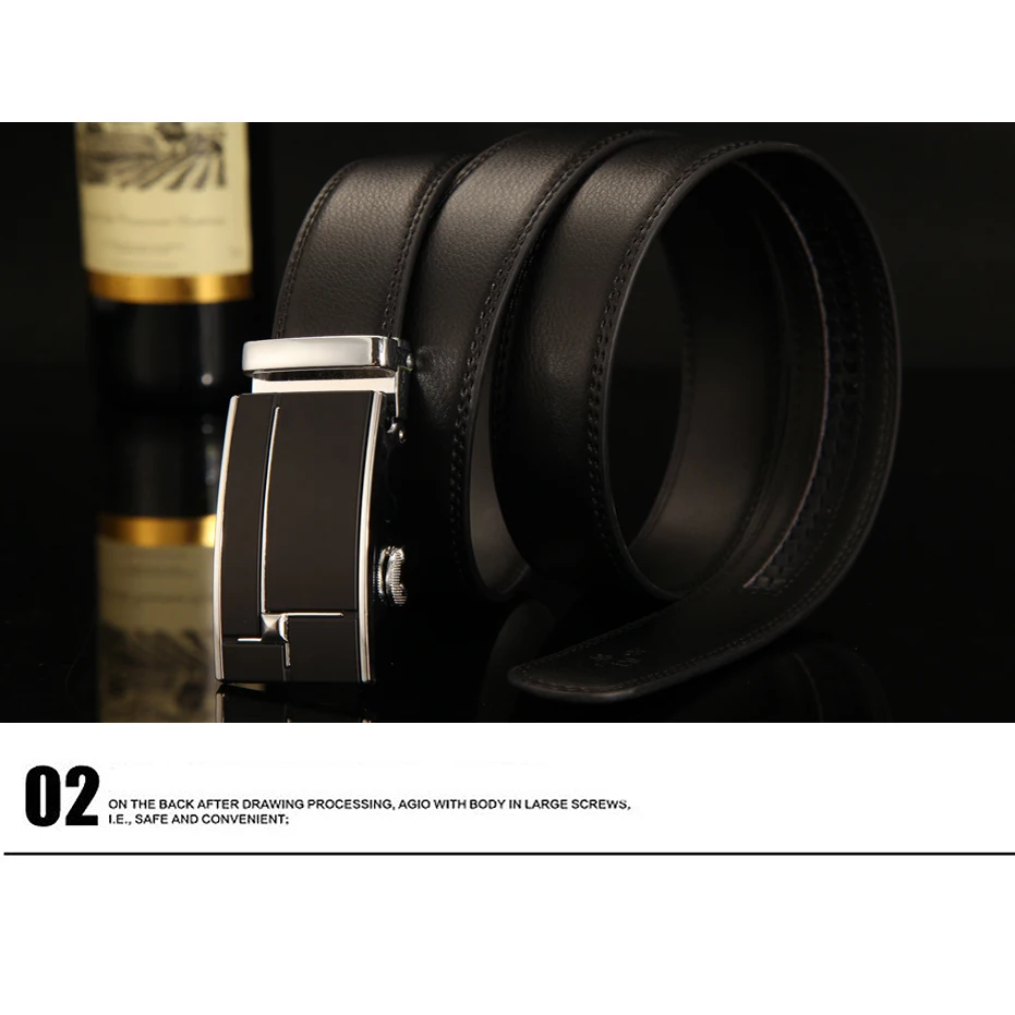 Мужские дизайнерские ремни [DWTS] брендовые из натуральной кожи с автоматической