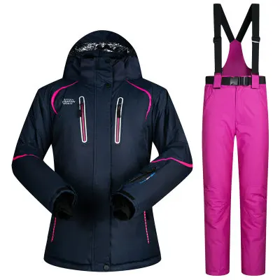 color 2 MUTUSNOW женский лыжный костюм лыжный сноуборд куртка брюки супер теплый с капюшоном зимняя одежда брюки ветрозащитный водонепроницаемый пальто брюки - Цвет: color 2