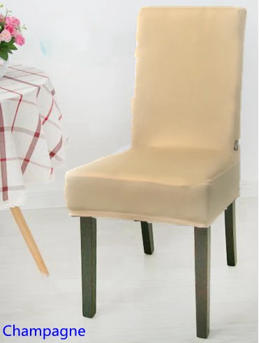 

Champagne Colour Spandex Lycra Chair Cover Fit For Square Back Home Chairs Wedding Party Home Dinner Decoration Half Cover