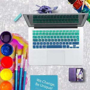 Наклейка на клавиатуру для MacBook Pro, силиконовая наклейка с градиентными цветами для клавиатуры, 13, 15 дюймов, Retina, Mac Air 13, A1466, ЕСВеликобритания