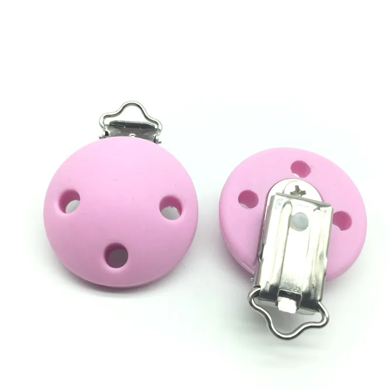 Pale Pink 1 шт. Силиконовый круглый держатель соски зажимы Детские Прорезыватели для зубов жевательные игрушки BPA бесплатно DIY соска цепи аксессуары - Цвет: Pale Pink