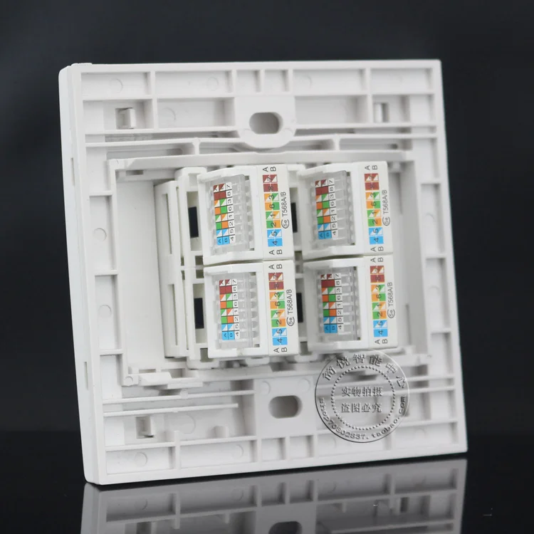 4 порта сетевая Ethernet LAN CAT5e RJ45 панель розеток лицевая адаптер для домашней