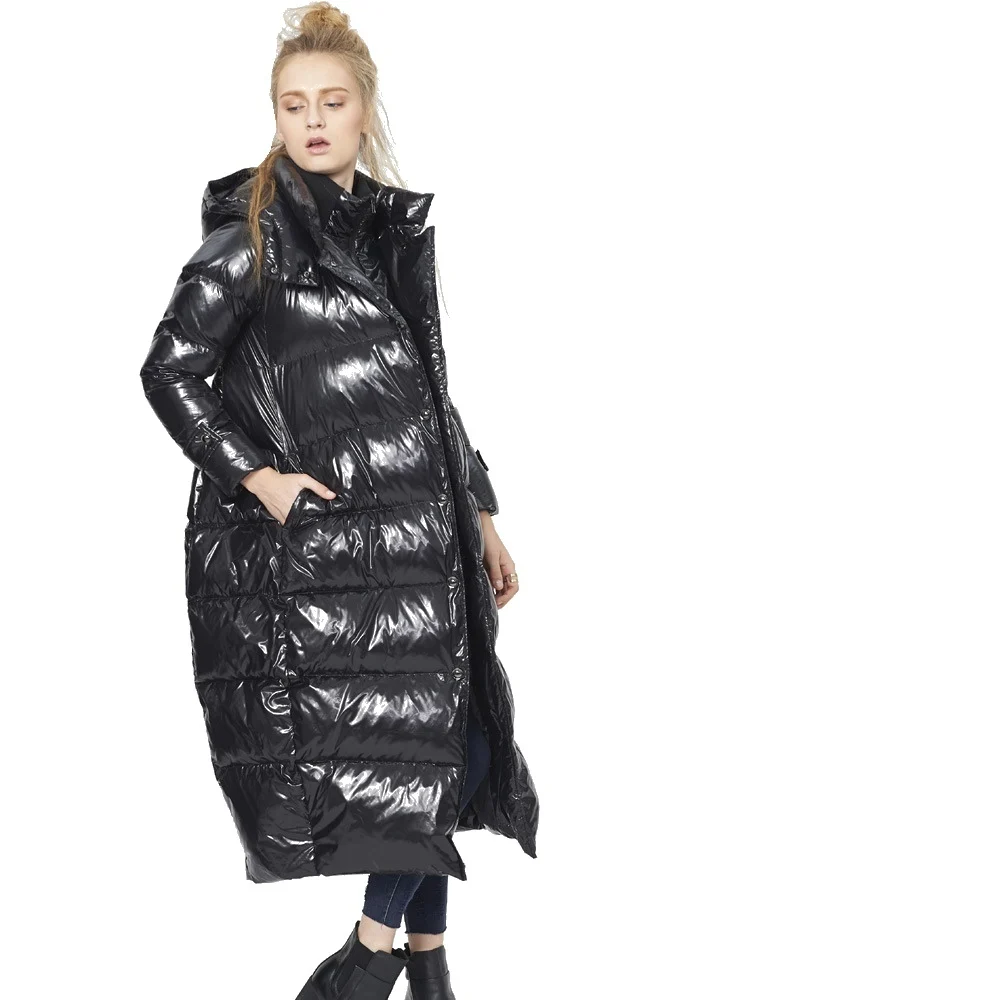 Зимнее теплое пуховое пальто с капюшоном Женский накладной Костюм двойка