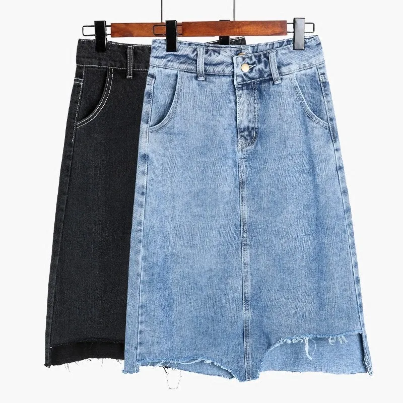 Sexy High Waist Cowboy Skirts Blue Bodycon A-line Jean Skirt Women Summer Knee-Length Denim | Женская одежда