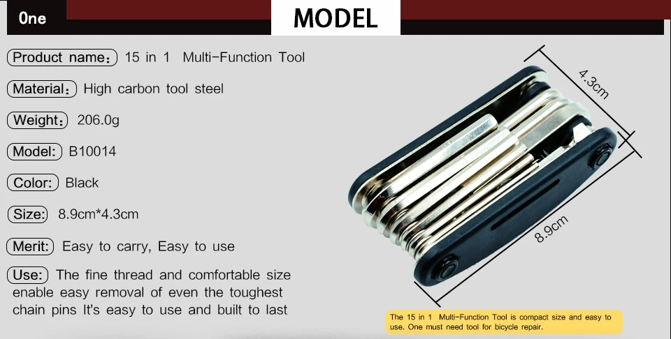 Многофункциональный набор инструментов для ремонта велосипедов 15 в 1 высокое