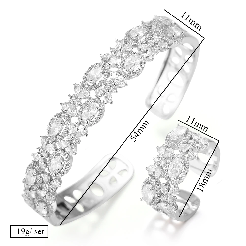 missvikki 2019 New Luxury Gorgeous Shiny Romantic Open Bangles Ring Jewelry Set for Women Bridal Wedding Engagement | Украшения и
