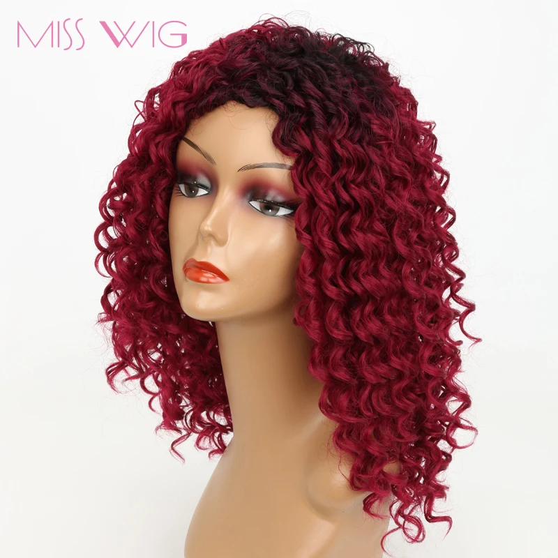Miss wig 14Inchs красные курчавые кучерявые парики для черных женщин 250 г синтетические