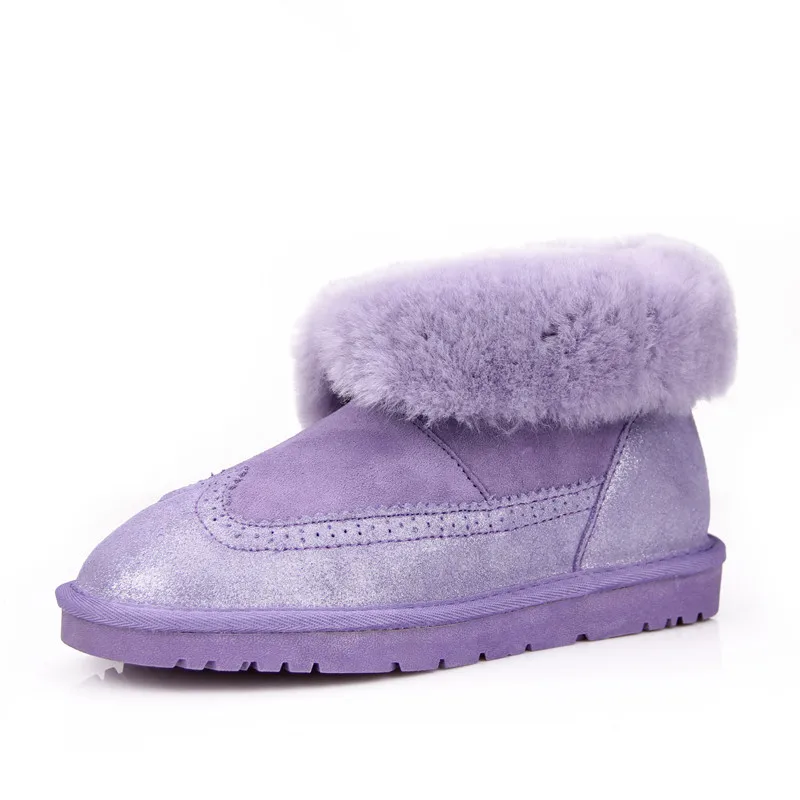 RUIYEE/женские зимние сапоги кожаные модная теплая обувь с манжетами толстые теплые