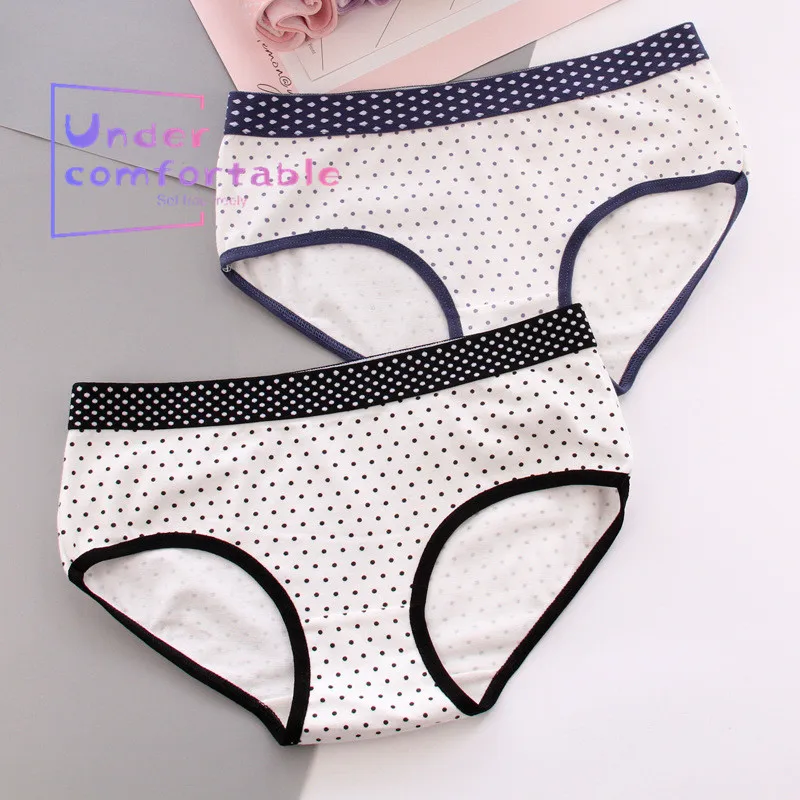 Женское нижнее белье в горошек с широкими лентами из чистого хлопка Милые
