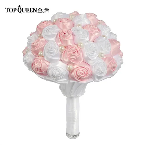 TOPQUEEN F4-PK букет Искусственные розы Розовый Свадебный букет цветок-бутоньерка корсаж лента для свадебных букетов - Цвет: bride bouquet