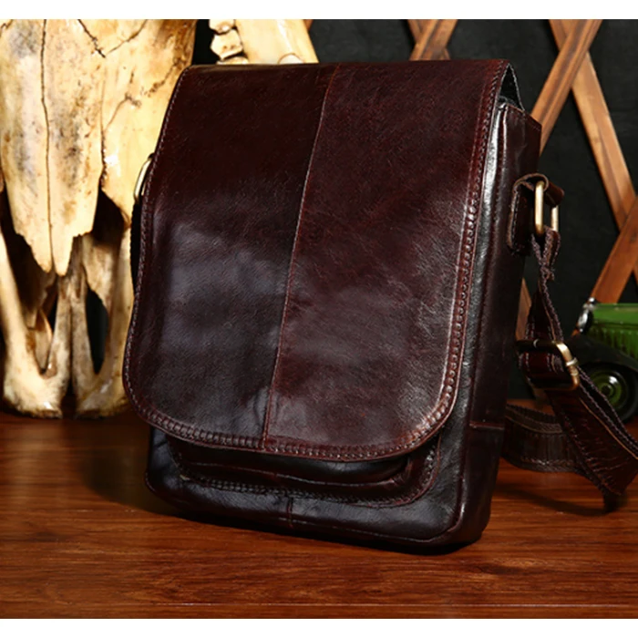 Мужская сумка через плечо в стиле ретро из натуральной кожи деловая мужская