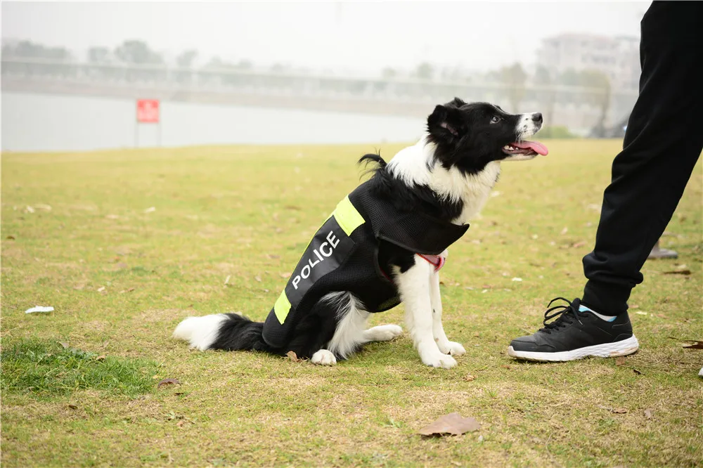 Onewellpet брендовый светоотражающий сетчатый черный жилет с полицейским логотипом подходит для Dobermann и другие большие домашние собаки
