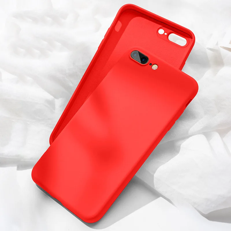 Lovebay жидкий тонкий мягкий чехол для телефона для iPhone 11 8 7 6s Plus Мягкий силиконовый чехол однотонный карамельный цвет для iPhone 11Pro X Xs Max XR - Цвет: Красный