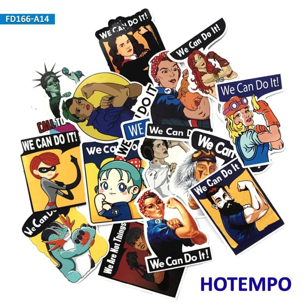 

14pcs Vintage We Can Do It Rosie The Riveter Poster Retro Slogan Style Stickers for Mobile Phone Laptop Luggage Anime Stickers
