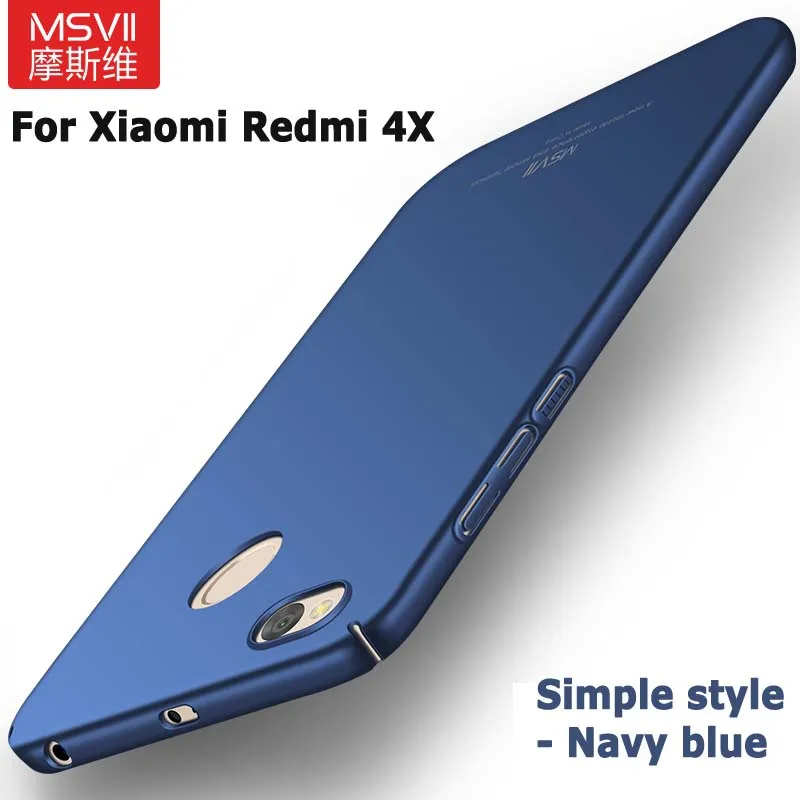 Simple navy blue Для Xiaomi Redmi 4x Чехол MSVII Xiaomi 4x Pro Чехол Тонкая матовая задняя крышка Xiomi Redmi 4x твердый PC чехол для Xiaomi Redmi 4 X чехол s - Цвет: Simple navy blue
