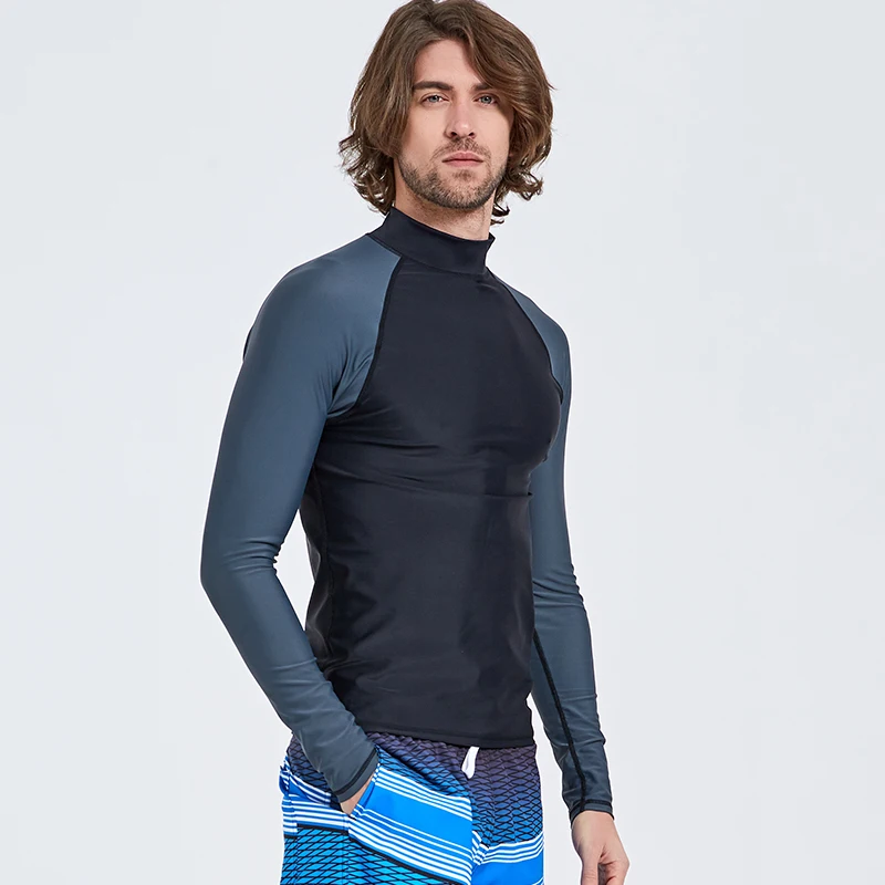 SBART Men Long Sleeve Rashguards Tops Lycra Snorkeling Windsurf Surfing Anti-UV Swim Wetsuit Shirt Diving T-Shirts for Surfing