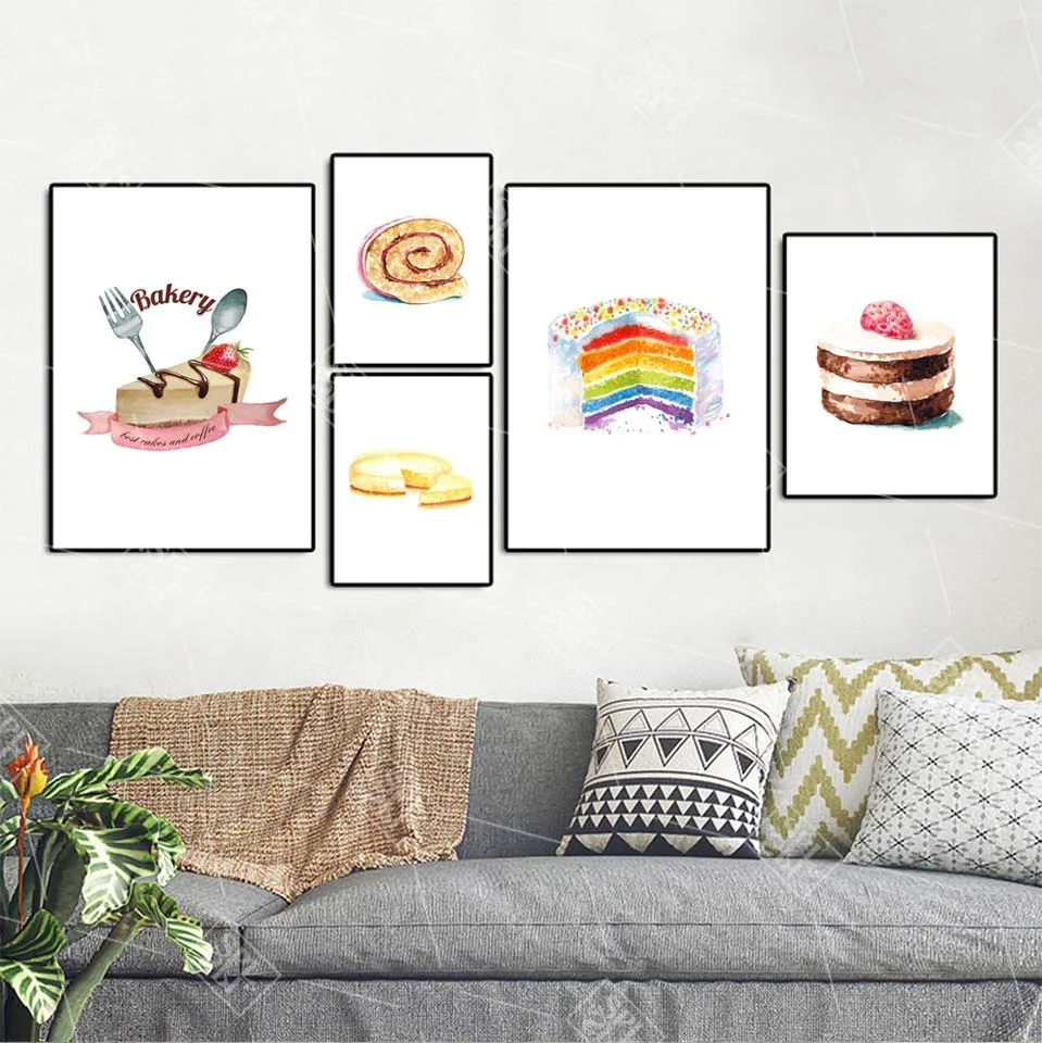 

Modern Wall Art Poster Hd Print Drawings Dessert Cake Muffin Cup Canvas Painting Home Decoration Picture For Kitchen No Frame