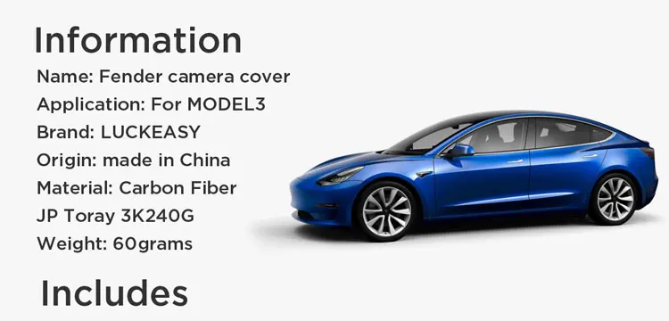 LUCKEASY для камеры из углеродного волокна крышка для tesla модель 3 секунд изменение языка(Д х Ш х В- указатель поворота крышка индикатора система автоматического управления полётом 2 шт./компл