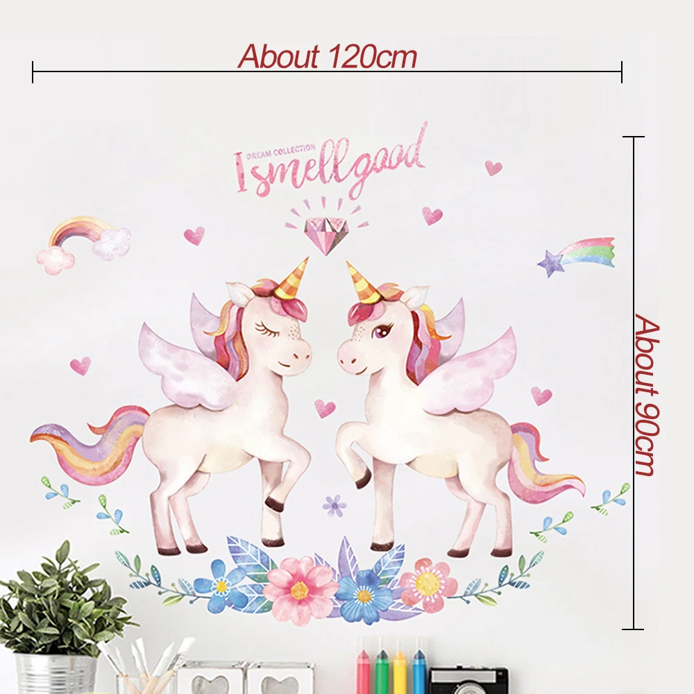 Мультфильм Портрет мечтательной стикер на стену лошадь наклейки девочки дети