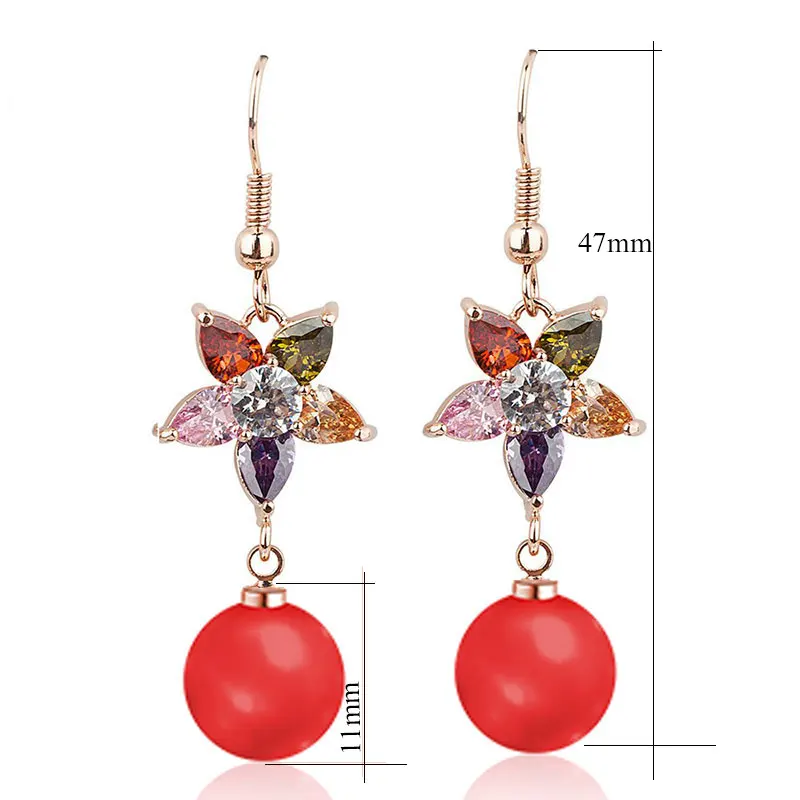 

2020 New Elegant Vintage Red Stone Dangle Earrings For Women Heart Crystal Imitation Pearl Long Tassel Pendientes Gifts