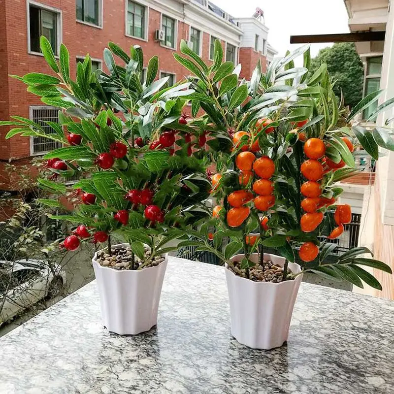 Домашний декор фруктовое оранжевое Вишневое дерево имитирующее бонсай