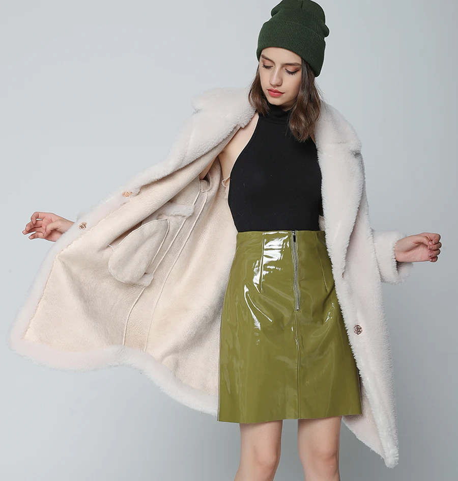 OFTBUY, пальто с натуральным мехом, зимняя куртка, Женская длинная парка, Натуральная шерсть, мех, свободная верхняя одежда, шуба, уличная мода