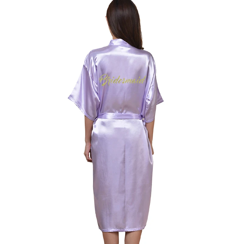Lavender Bridesmaid TJ01 Большие размеры Gold Золото письмо невесты получить готовый халат Свадебные вечерние подарки халат халаты для женщин - Цвет: Lavender Bridesmaid