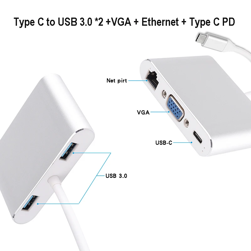 Baolyda USB C к HDMI 4K VGA адаптер Thunderbolt Type видео конвертер для Macbook/Dell XPS 13/Matebook