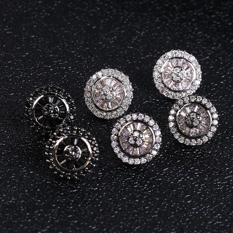 

New Designer Luxury Round Geometry Cubic Zironium Engagement Dubai Naija Bridal Earrings Jewelry Addiction E3109