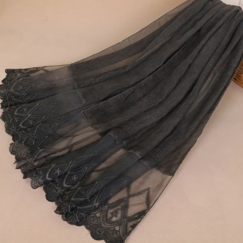 Женские осенние модные однотонные кружевные блестящие женские шали в стиле