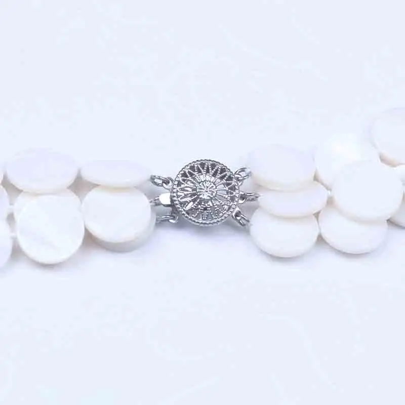Женское Ожерелье с белыми бусинами в форме монеты 3 ряда 13 мм|choker necklace|women necklacenecklace