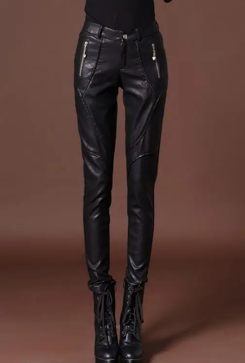 

Hot / Spring Ms New wear outside foot trousers cultivate one's morality to thicken the big yards PU leather pants