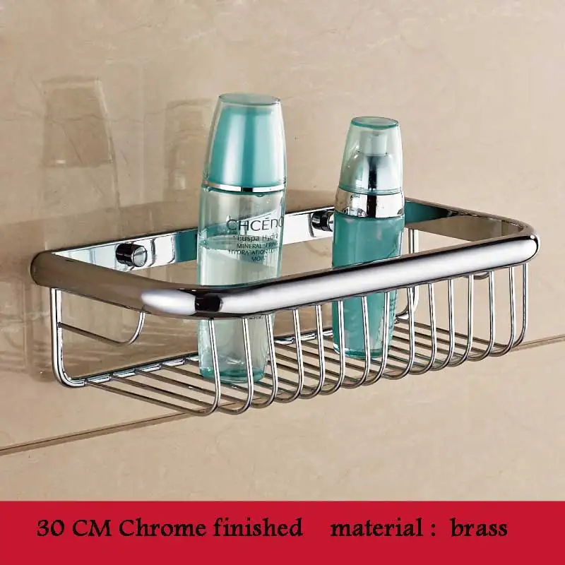 Chrome 30 CM BAKALA латунь аксессуары для ванной комнаты угловая полка, хромированная отделка настенный для ванной душ Caddy держатель для хранения BR-6716 - Цвет: Chrome 30 CM