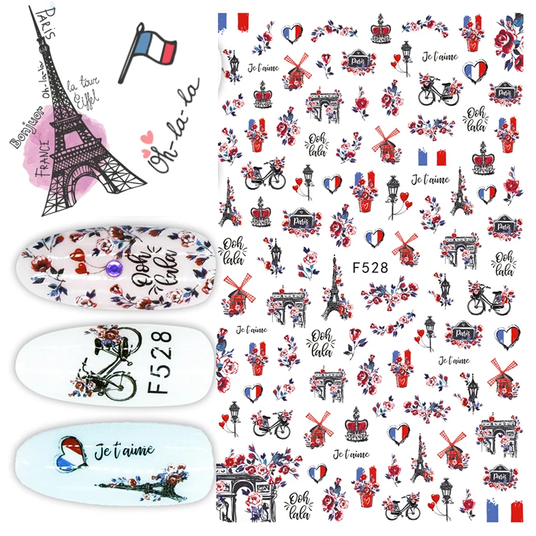 Валентинки Любовь 3D наклейки для кончиков ногтей Клей накладных Наклейки