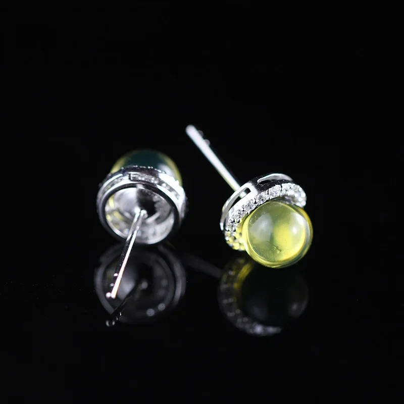 New Arrival Mexico Blue Ambr Stone Vintage Handmade 925 Sterling Silver Stud Earrings For Women High Quality CZ | Украшения и