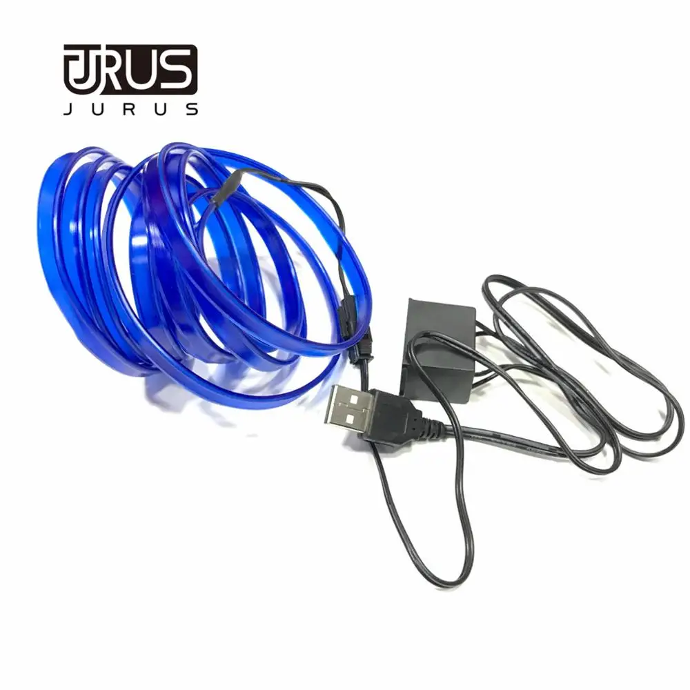 JURUS 2 метра 5 В USB светодиодный светильник атмосферный светильник s лампа лента веревка неоновый светильник Внутреннее освещение El провода светящиеся автомобильные аксессуары