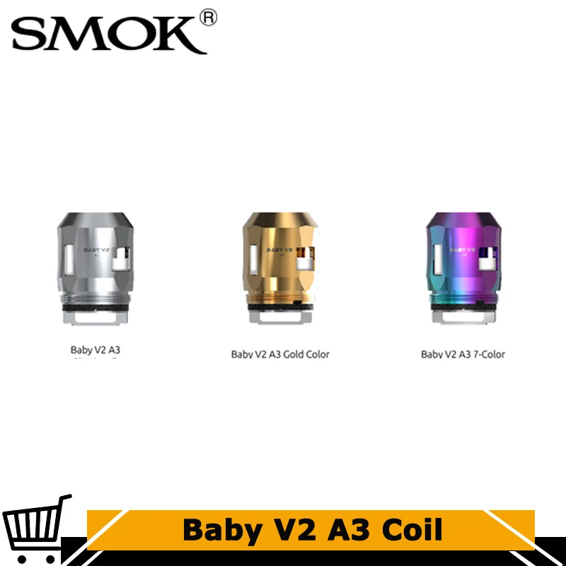 3 шт./лот оригинальный SMOK TFV8 Baby A3 0.15ohm катушка головы SS Gold 7 цветов Замена