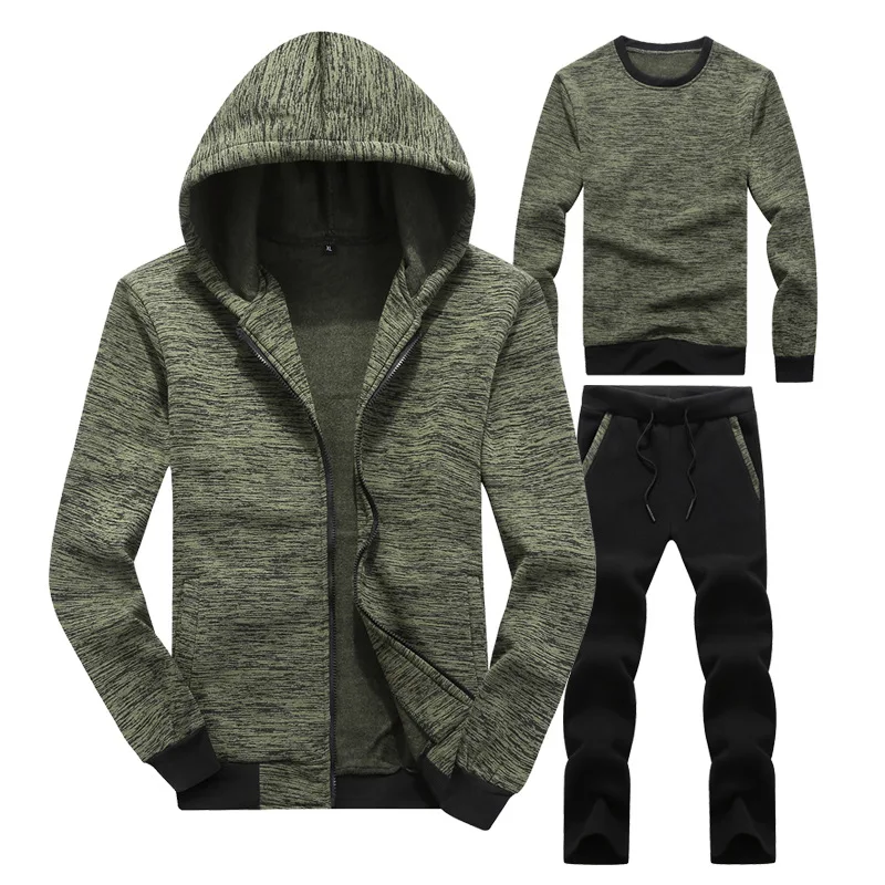 Комплект из 3 предметов с капюшоном мужские спортивные костюмы мужской зимний