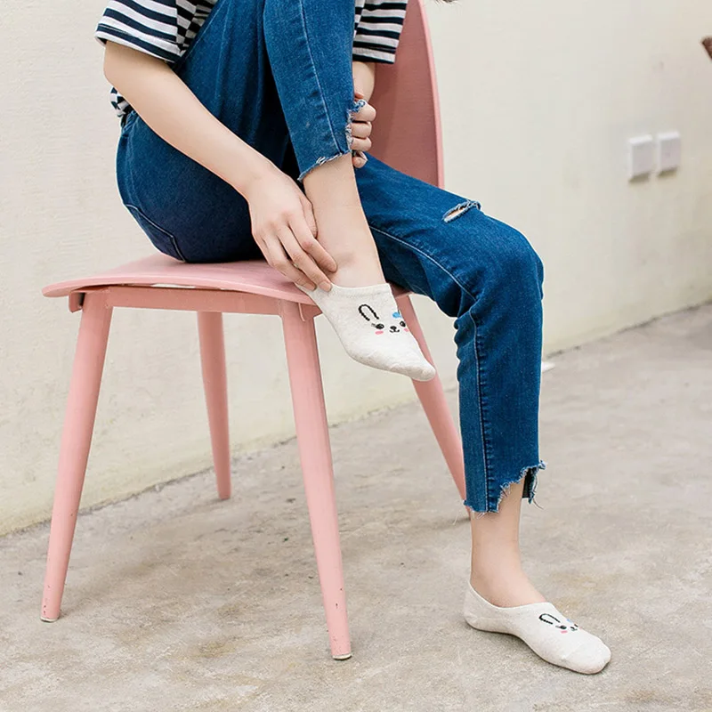 Женские милые носки со смешным рисунком кролика/мопса креативные кавайные с