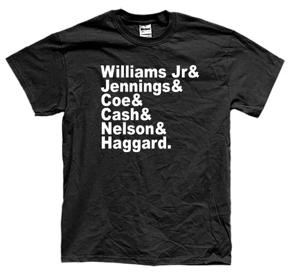 

OUTLAW MUSIC COUNTRY the names Williams Jr. haggard nelson Cash Coe t-shirt short sleeve many colors-A882