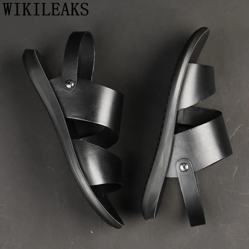 Открытая обувь мужские пляжные сандалии дизайнерская сланцы кожаные Мужская