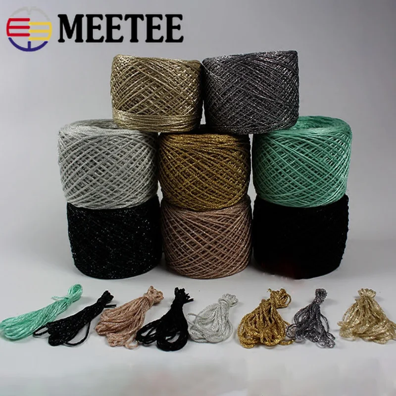 Meetee 100 г/рулон Золотая Серебряная пряжа яркая проволока для вязания металлизированная нить DIY ручной вязки шнур для декора аксессуары для рукоделия