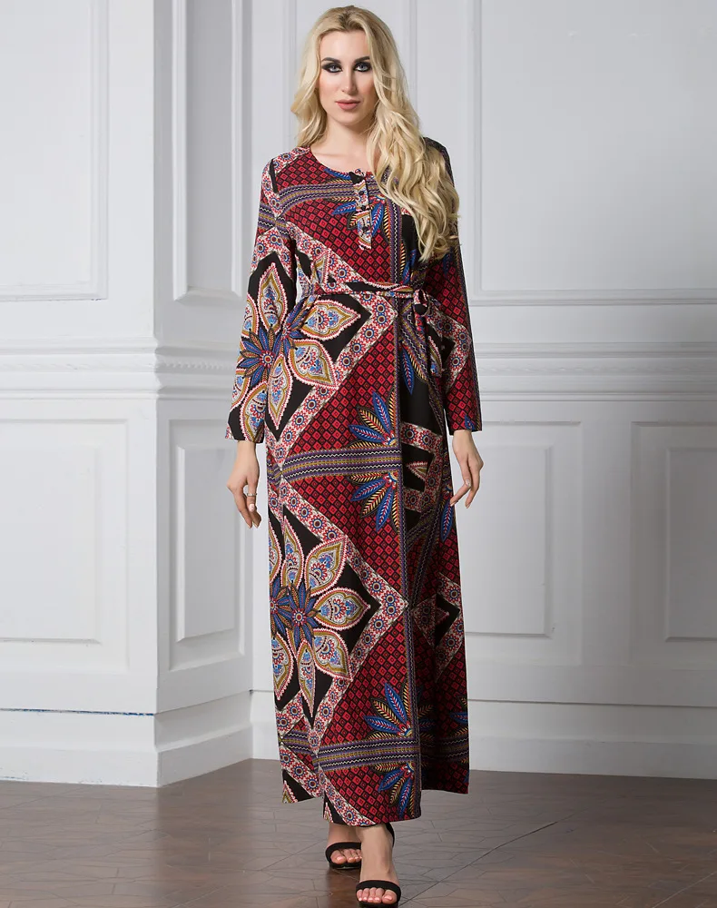 Мусульманское Макси платье с принтом кардиган абайя длинный халат платья плюс
